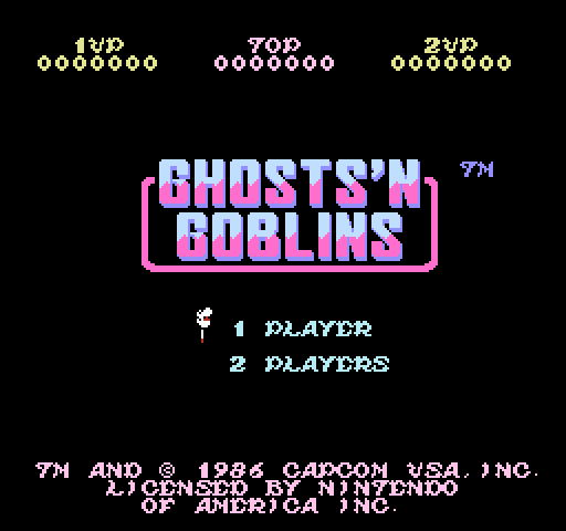 Ghosts 'N Goblins NES / Famicom Screenshot: Title scren (U.S. version).