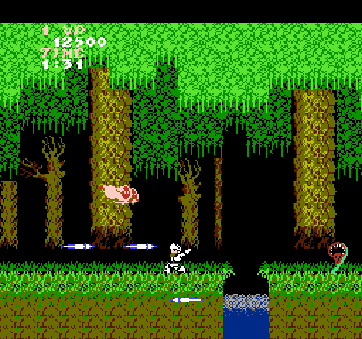 Ghosts 'N Goblins NES / Famicom Screenshot: More ghosts and some deadly plants appear!