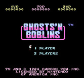 Ghosts 'N Goblins for NES / Famicom - Title scren (U.S. version).