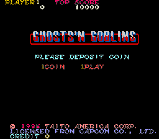 Ghosts 'N Goblins Arcade Screenshot: Title screen.