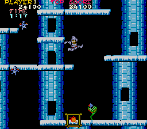 Ghosts 'N Goblins Arcade Screenshot: Leaping to the next platform...