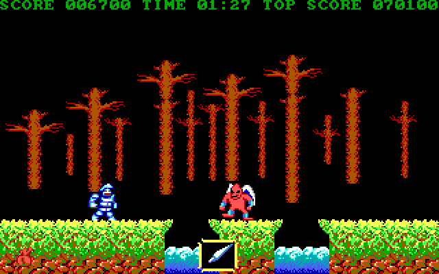 Ghosts 'N Goblins IBM PC/Compatibles Screenshot: Watch out for this demon...