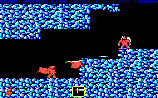 Ghosts 'N Goblins IBM PC/Compatibles Screenshot: Ouch, I've been hit and lost my armor!