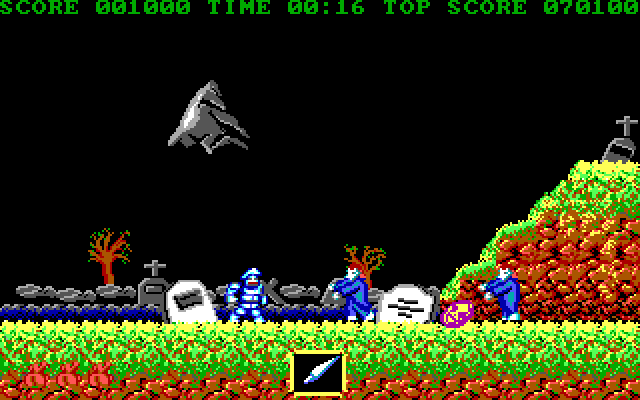 Ghosts 'N Goblins IBM PC/Compatibles Screenshot: Here come some zombies...