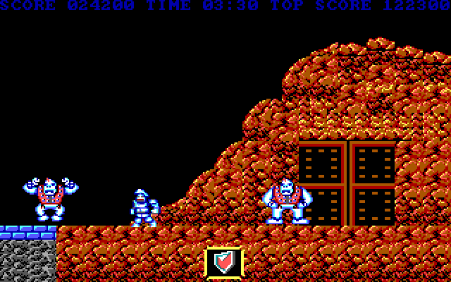 Ghosts 'N Goblins IBM PC/Compatibles Screenshot: End of the second level...with two large opponents!