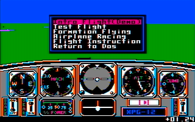 Chuck Yeager's Advanced Flight Simulator IBM PC/Compatibles Screenshot: The main menu.