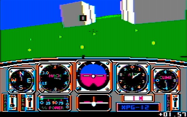 Chuck Yeager's Advanced Flight Simulator IBM PC/Compatibles Screenshot: Flying through Main Street...