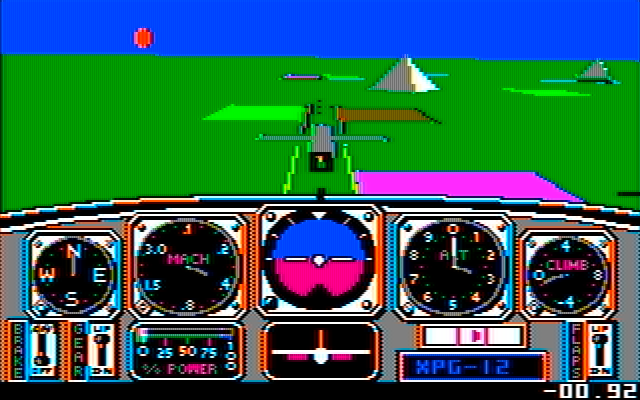 Chuck Yeager's Advanced Flight Simulator IBM PC/Compatibles Screenshot: Lined up to land on the runway...