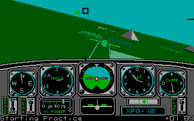 Chuck Yeager's Advanced Flight Simulator IBM PC/Compatibles Screenshot: Beginning landing practice.