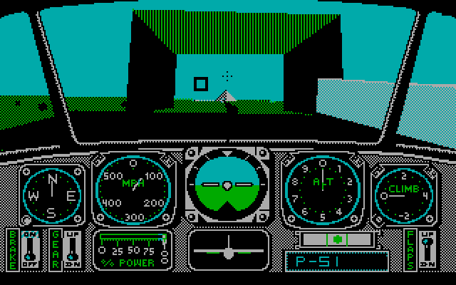 Chuck Yeager's Advanced Flight Simulator IBM PC/Compatibles Screenshot: Flying through a gate on the race course.