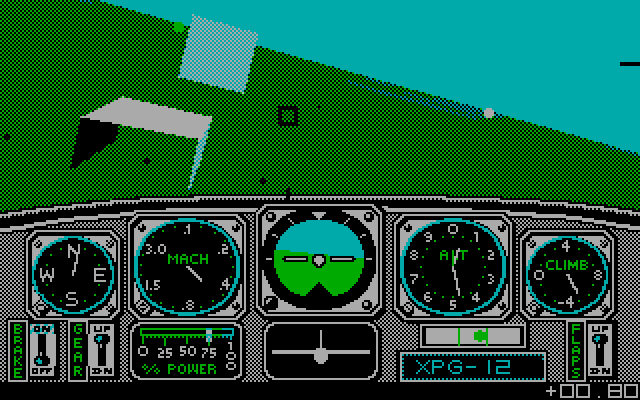 Chuck Yeager's Advanced Flight Simulator IBM PC/Compatibles Screenshot: Try to fly through that gate up ahead...