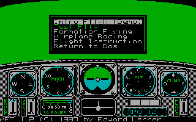 Chuck Yeager's Advanced Flight Simulator IBM PC/Compatibles Screenshot: Main menu.