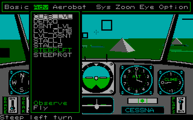 Chuck Yeager's Advanced Flight Simulator IBM PC/Compatibles Screenshot: Here's one of the tutorial menus.