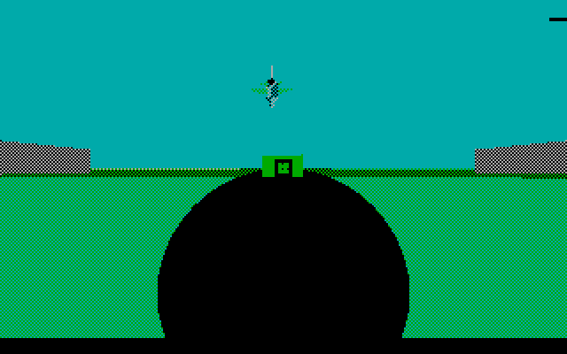 Chuck Yeager's Advanced Flight Simulator IBM PC/Compatibles Screenshot: Airport view; uh oh, that looks like my plane about to crash!
