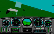 Chuck Yeager's Advanced Flight Simulator for IBM PC/Compatibles - Try to fly through that gate up ahead...