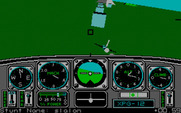 Chuck Yeager's Advanced Flight Simulator for IBM PC/Compatibles - Following a plane through an obstacle course...