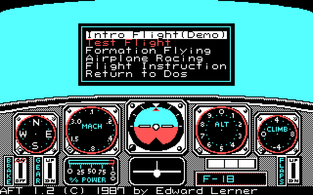 Chuck Yeager's Advanced Flight Simulator IBM PC/Compatibles Screenshot: Main menu.