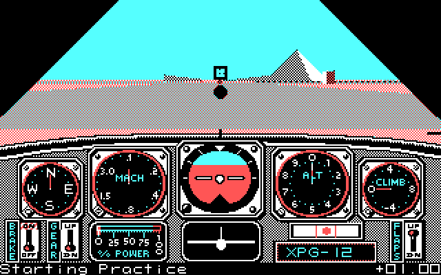 Chuck Yeager's Advanced Flight Simulator IBM PC/Compatibles Screenshot: Starting practice in the hangar...