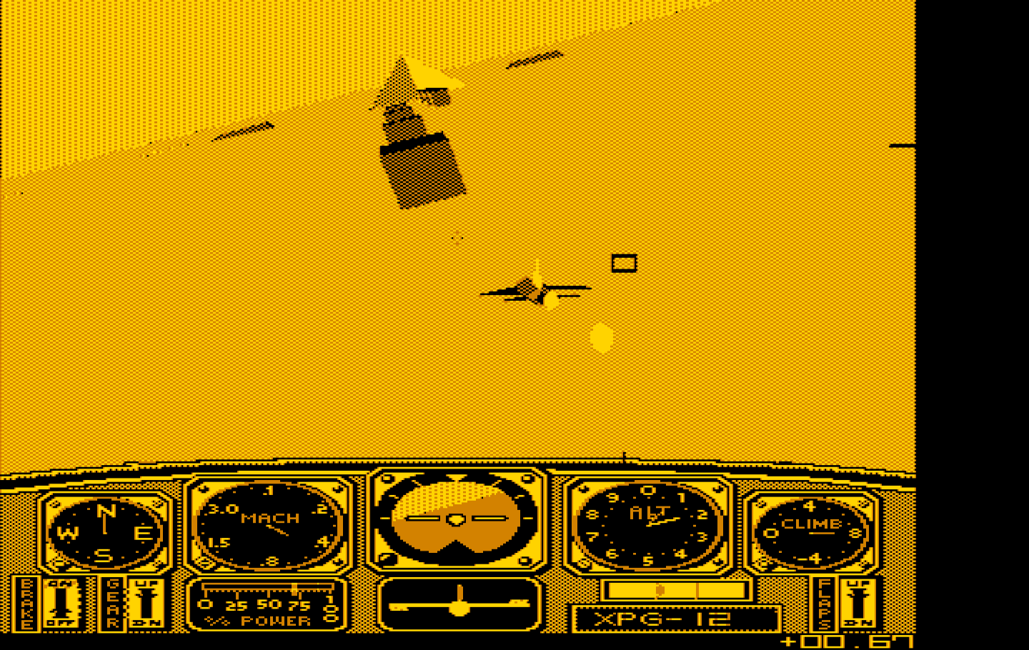 Chuck Yeager's Advanced Flight Simulator IBM PC/Compatibles Screenshot: Following a plane for this stunt...