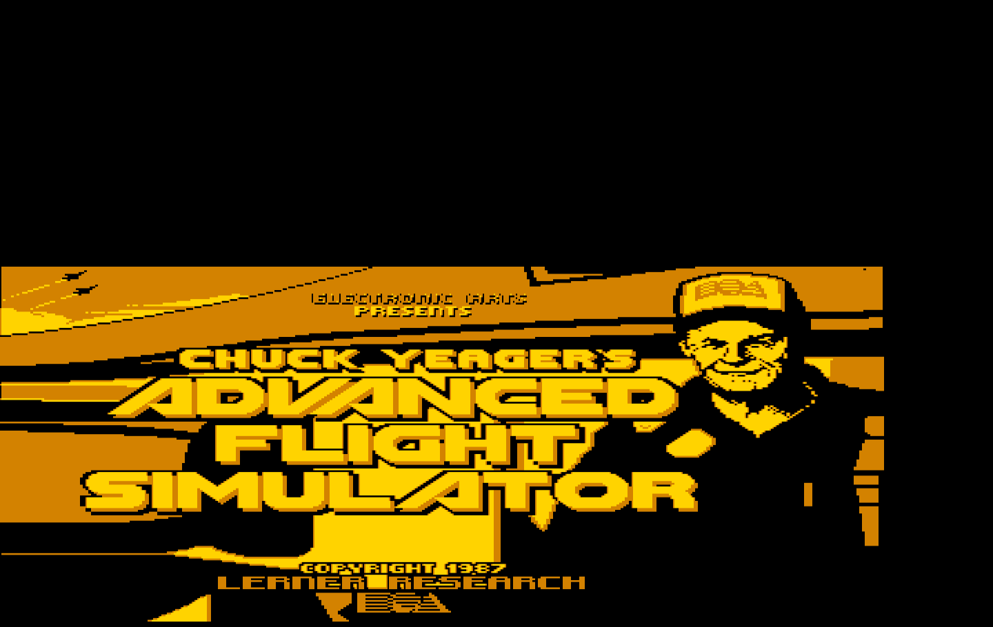 Chuck Yeager's Advanced Flight Simulator IBM PC/Compatibles Screenshot: Title screen (original version).