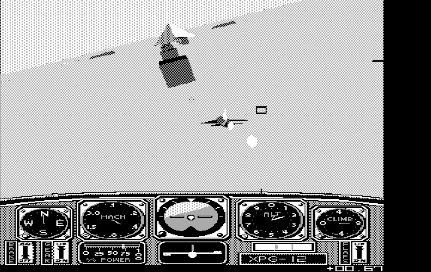 Chuck Yeager's Advanced Flight Simulator IBM PC/Compatibles Screenshot: Following a plane for this stunt...