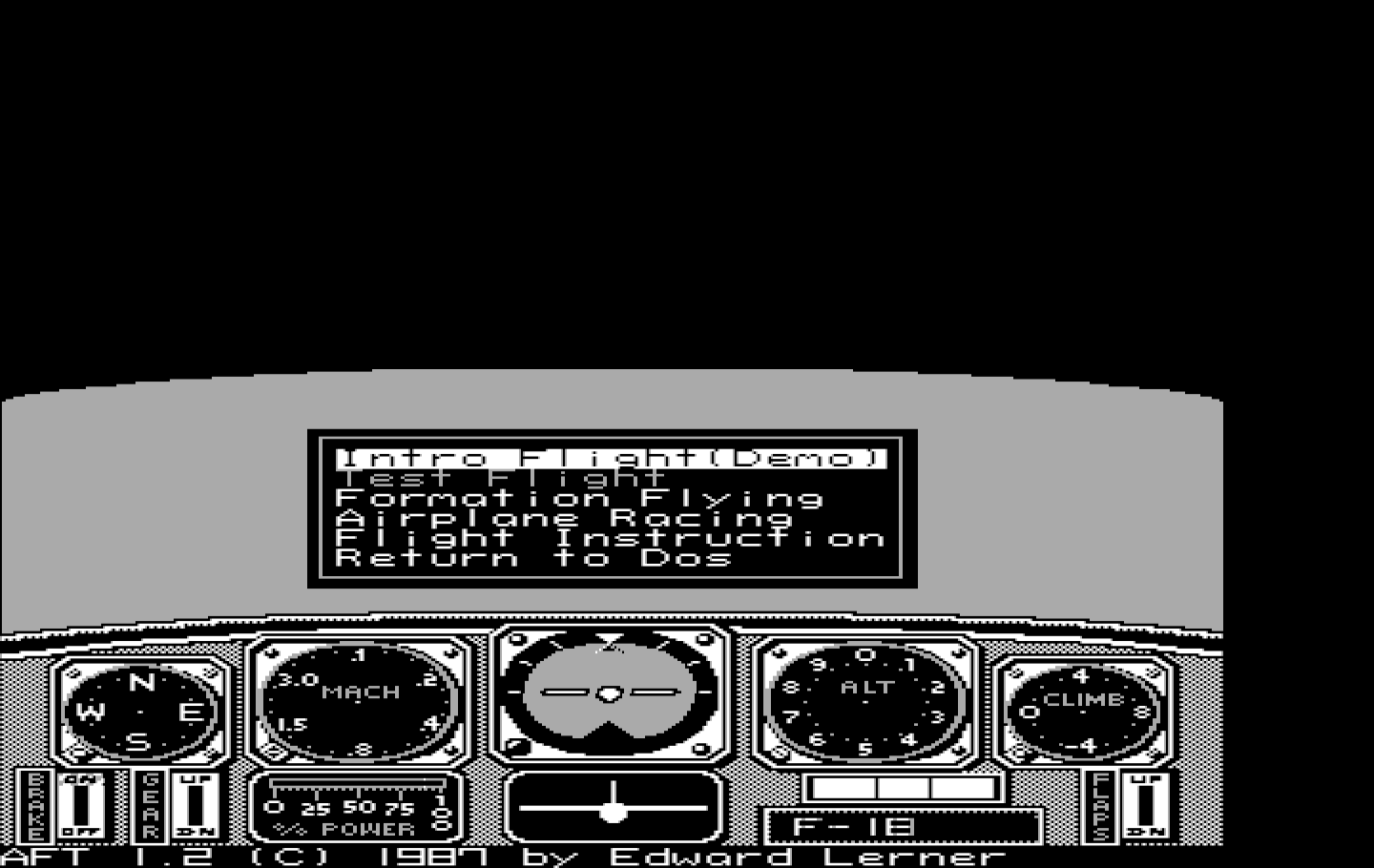 Chuck Yeager's Advanced Flight Simulator IBM PC/Compatibles Screenshot: Main menu.