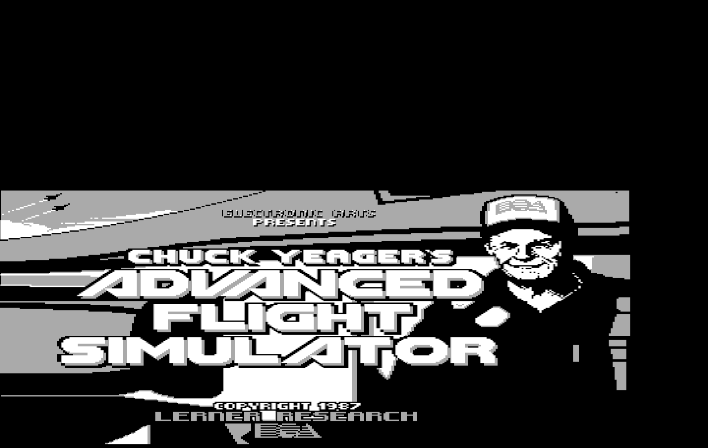 Chuck Yeager's Advanced Flight Simulator IBM PC/Compatibles Screenshot: Title screen (original version).