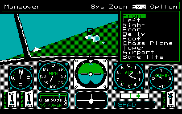 Chuck Yeager's Advanced Flight Simulator IBM PC/Compatibles Screenshot: The eye menu allows you to select different viewpoints.