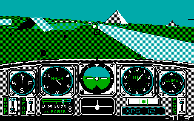 Chuck Yeager's Advanced Flight Simulator IBM PC/Compatibles Screenshot: Trying to line up for a landing...