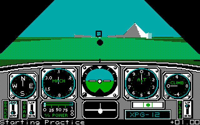 Chuck Yeager's Advanced Flight Simulator IBM PC/Compatibles Screenshot: Starting practice in the hangar...
