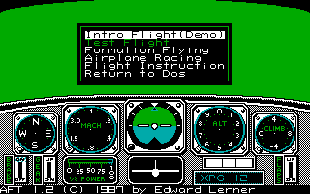 Chuck Yeager's Advanced Flight Simulator IBM PC/Compatibles Screenshot: Main menu.