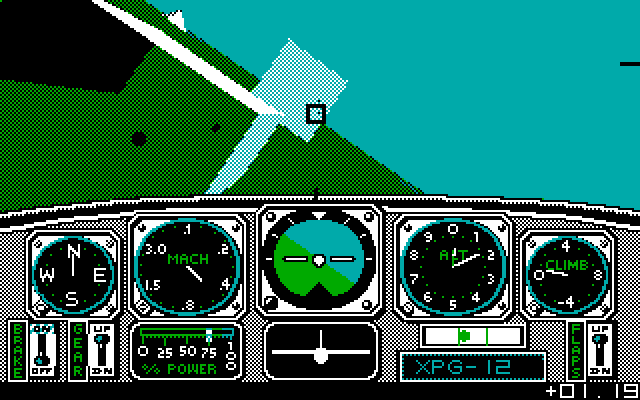 Chuck Yeager's Advanced Flight Simulator IBM PC/Compatibles Screenshot: Trying to fly through a gate, but looks like I'm going to miss it!