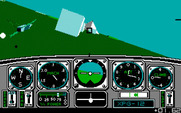 Chuck Yeager's Advanced Flight Simulator for IBM PC/Compatibles - Following a plane through an obstacle course...
