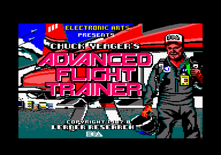 Chuck Yeager's Advanced Flight Simulator Amstrad CPC Screenshot: Title screen.