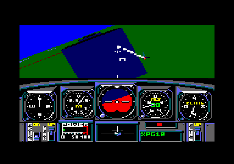 Chuck Yeager's Advanced Flight Simulator Amstrad CPC Screenshot: Follow this plane into the course...