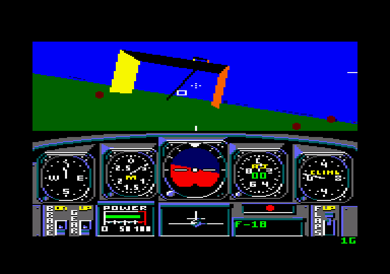 Chuck Yeager's Advanced Flight Simulator Amstrad CPC Screenshot: Try to fly through this gate...