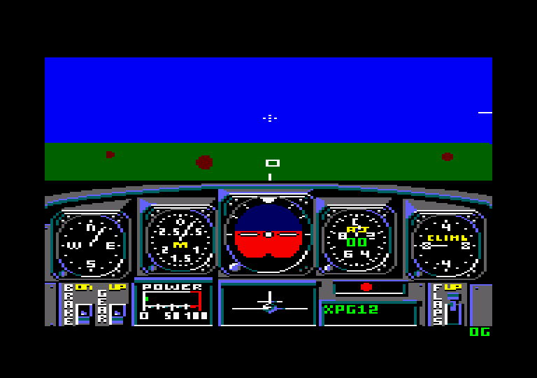Chuck Yeager's Advanced Flight Simulator Amstrad CPC Screenshot: Don't hit the ground!