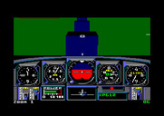 Chuck Yeager's Advanced Flight Simulator for Amstrad CPC - Flying towards an obstacle course...