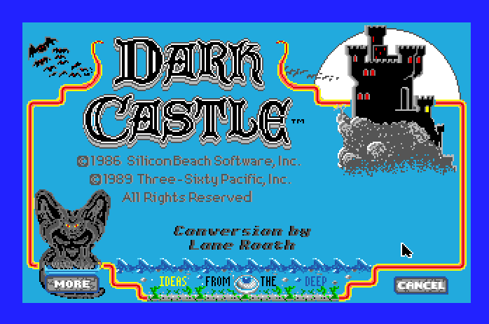 Dark Castle Apple IIgs Screenshot: About the game.