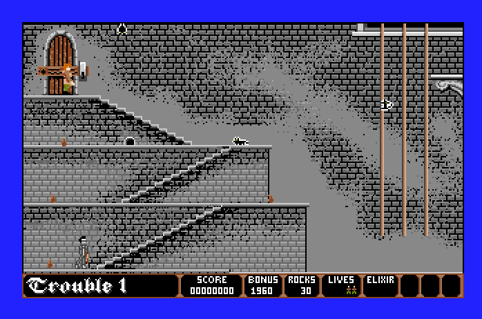 Dark Castle Apple IIgs Screenshot: Avoid the bats and other obstacles.