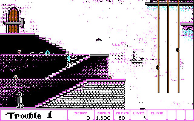 Dark Castle IBM PC/Compatibles Screenshot: A giant bat attacks!
