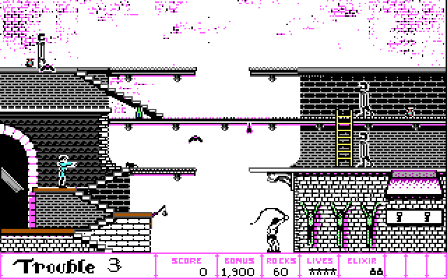 Dark Castle IBM PC/Compatibles Screenshot: I've been thrown in the dungeon.