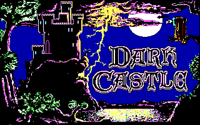 Dark Castle IBM PC/Compatibles Screenshot: Title screen; lightning flashes...