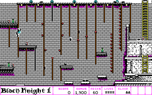 Dark Castle IBM PC/Compatibles Screenshot: Climbinb ropes.