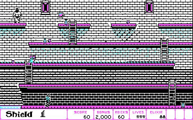 Dark Castle IBM PC/Compatibles Screenshot: Dodge the barrels being thrown at you.