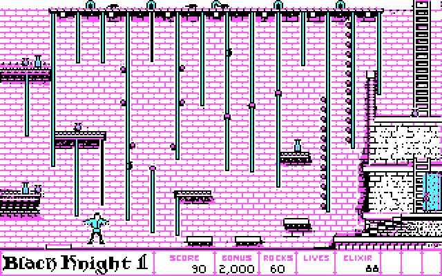 Dark Castle IBM PC/Compatibles Screenshot: Careful, don't fall off the platforms...