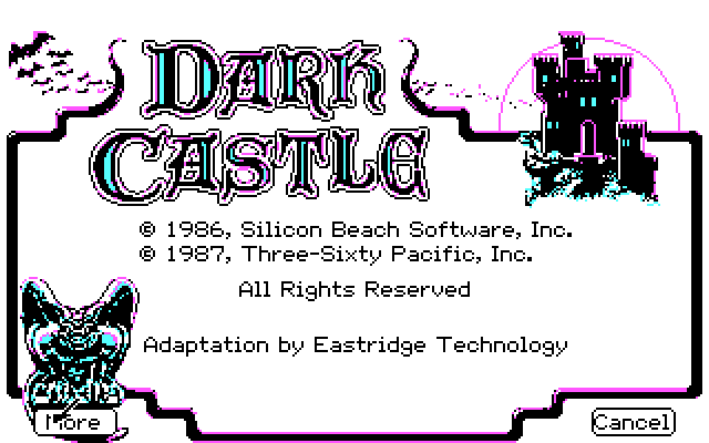 Dark Castle IBM PC/Compatibles Screenshot: Copyright information.