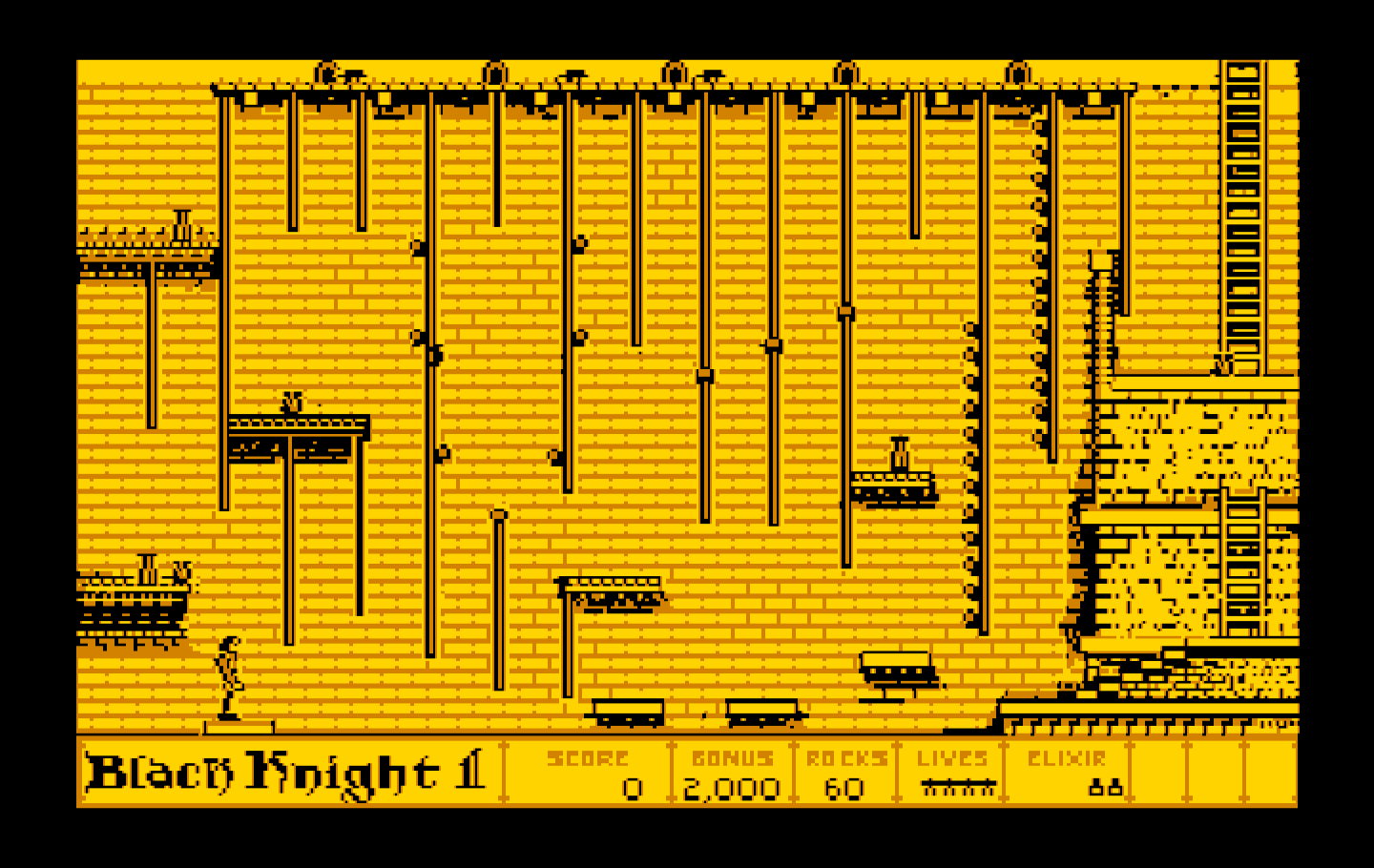 Dark Castle IBM PC/Compatibles Screenshot: Lot's of ropes to climb...