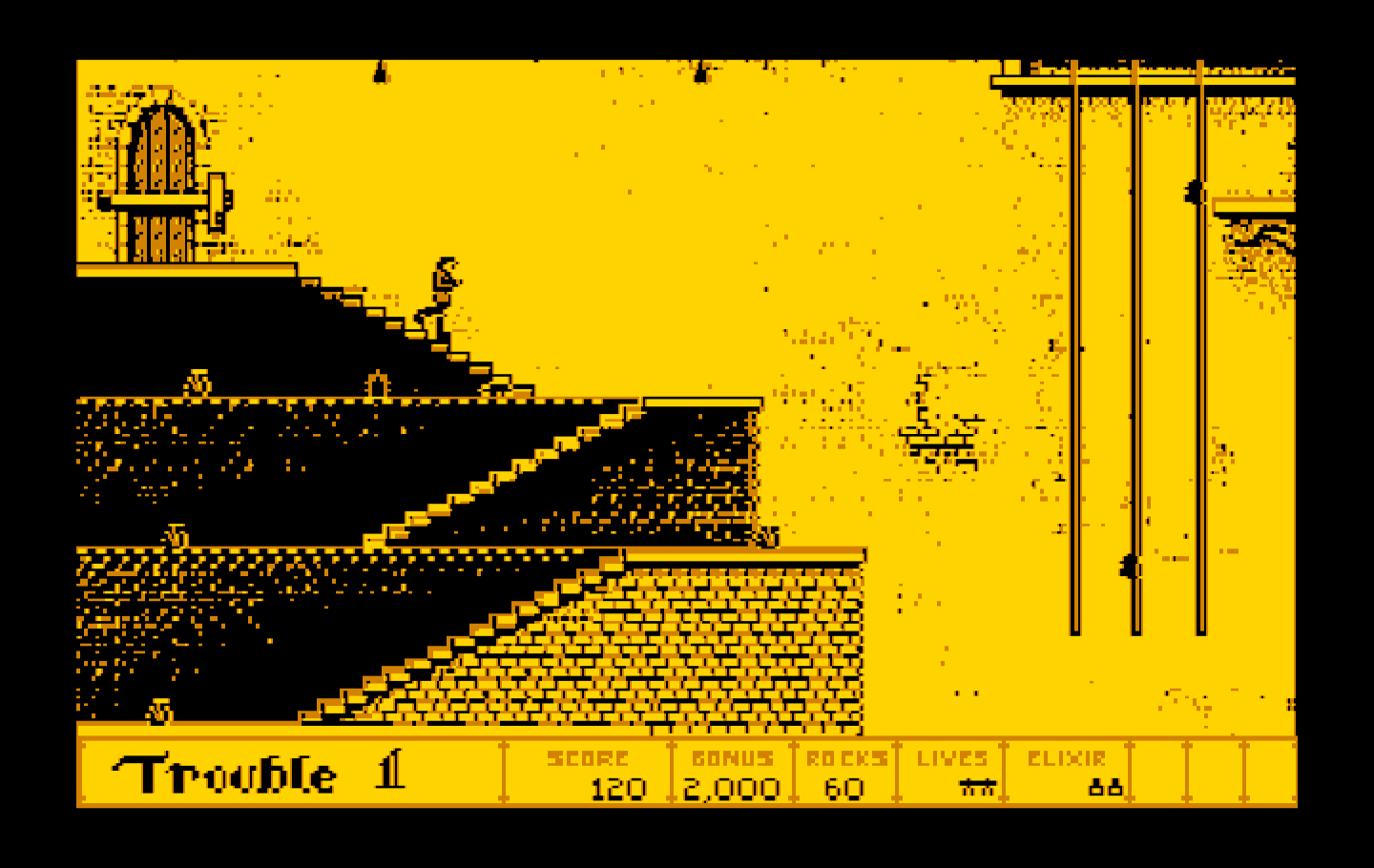 Dark Castle IBM PC/Compatibles Screenshot: Carefully making my way down some stairs.