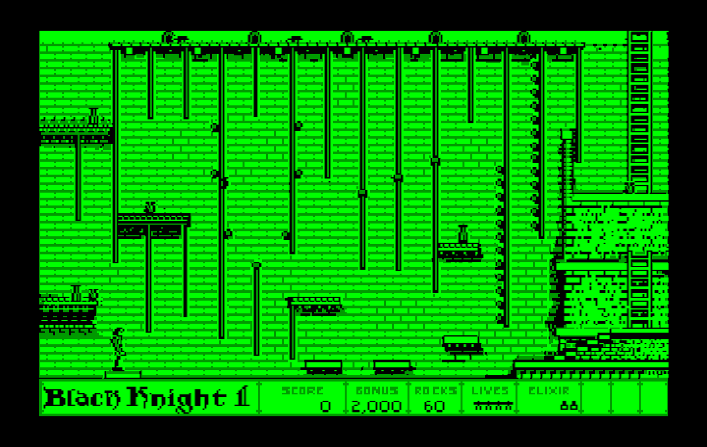 Dark Castle IBM PC/Compatibles Screenshot: Lot's of ropes to climb...